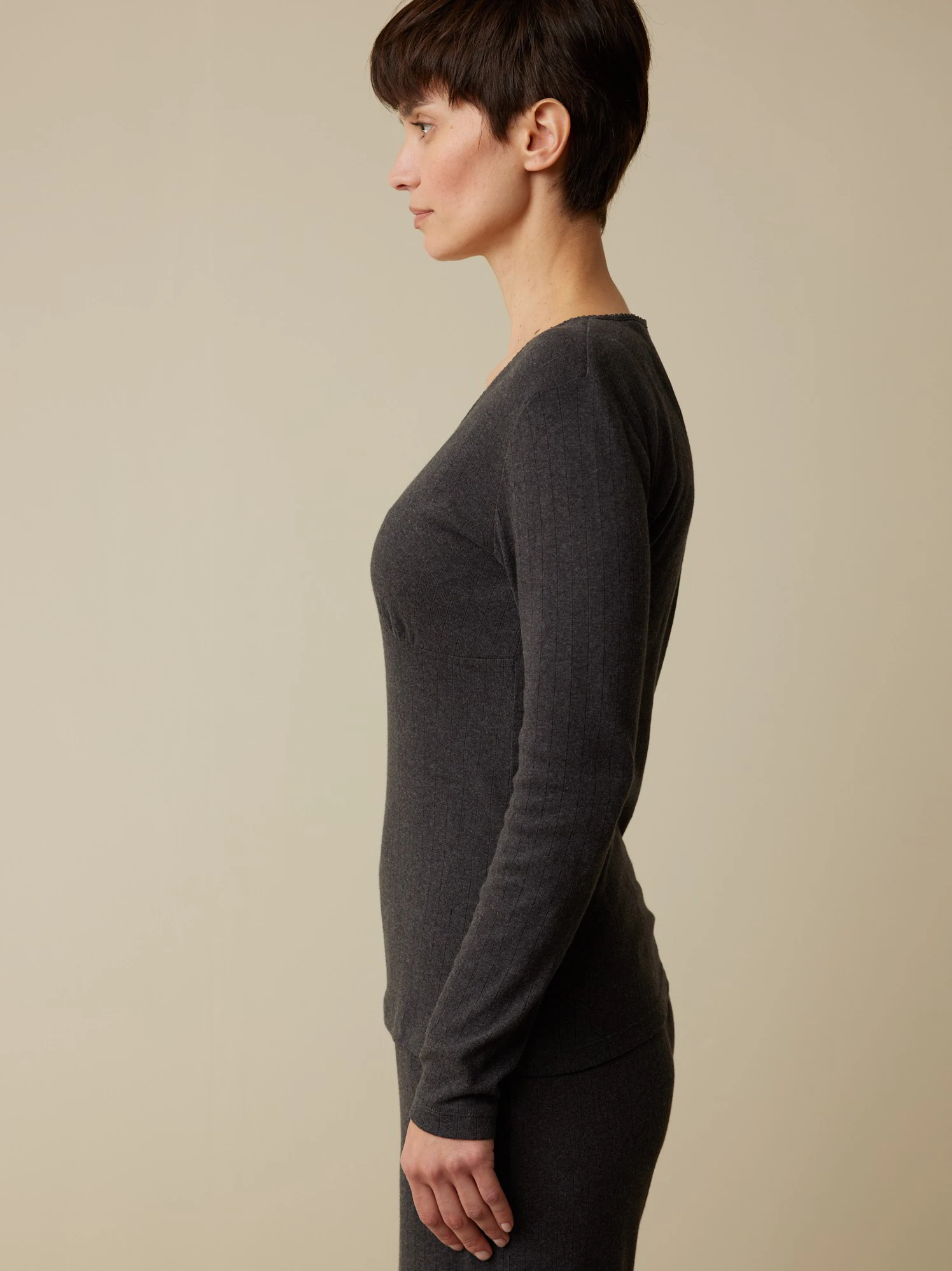 Langarm Shirt, 100 % Bio Baumwolle, 17 Schiefer Melange, S, GOTS 5 Langarm Shirt, 100 % Bio Baumwolle, 17 Schiefer Melange, S, GOTS – Bild 3