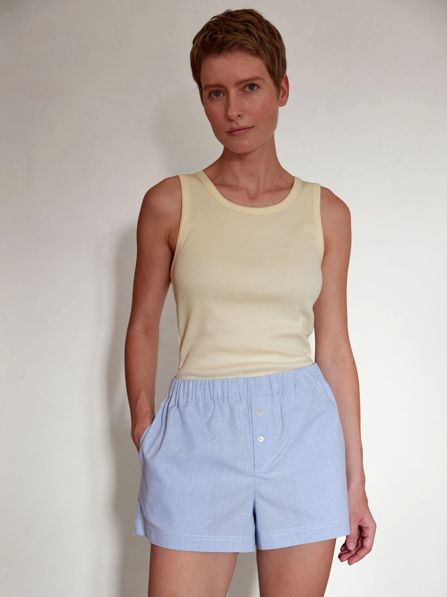 Top, 100 % Bio Baumwolle, 95 Pastellgelb, S, GOTS 3 Top, 100 % Bio Baumwolle, 95 Pastellgelb, S, GOTS