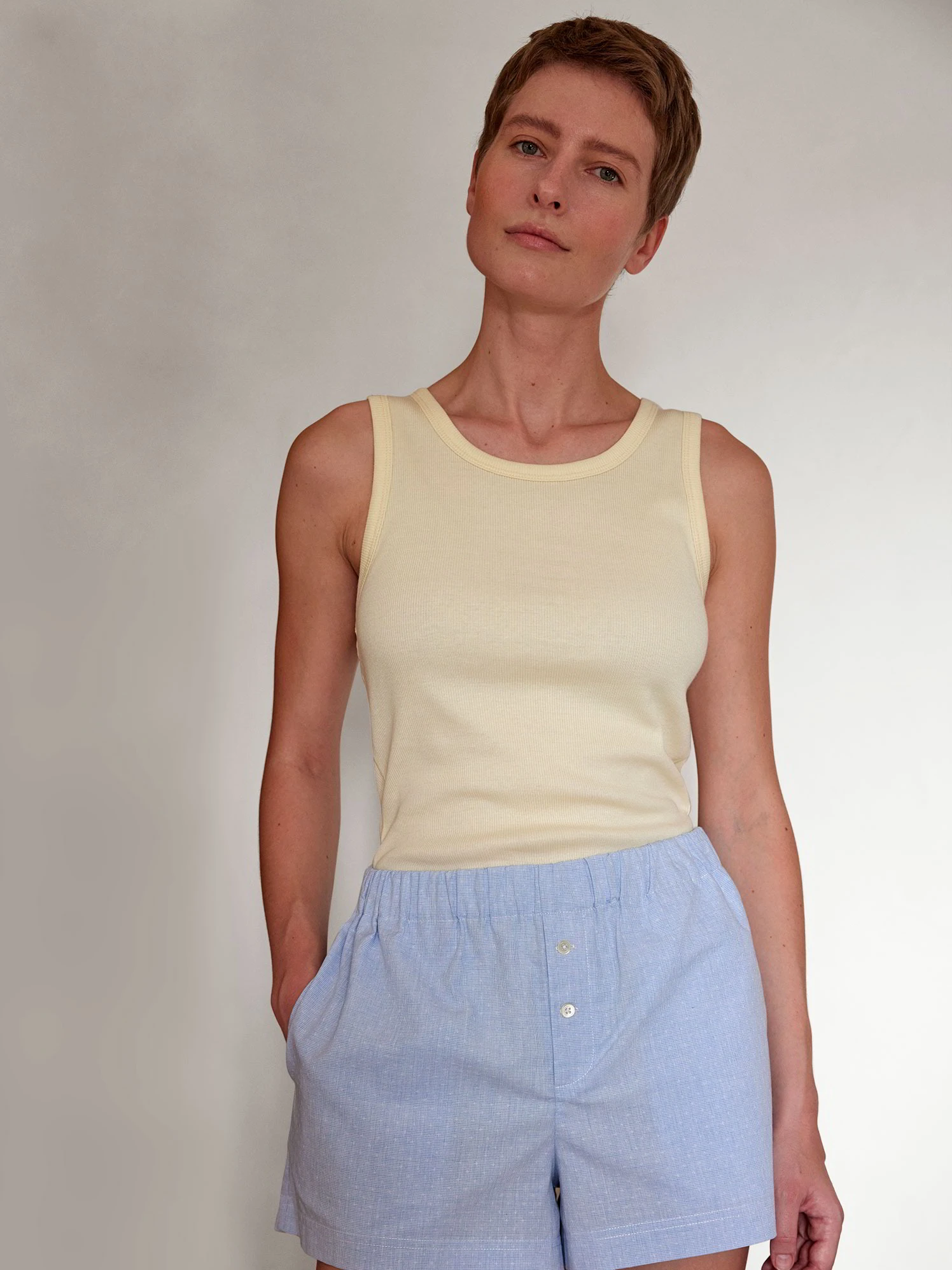 Top, 100 % Bio Baumwolle, 95 Pastellgelb, S, GOTS 6 Top, 100 % Bio Baumwolle, 95 Pastellgelb, S, GOTS – Bild 4