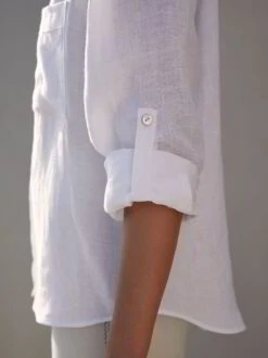 Bluse Langarm, 100 % Leinen, 11 Weiss, 42 -Grüne Erde 858198 bluse weiss emo 04