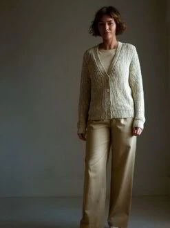 Strickjacke Langarm, 100 % Bio-Baumwolle, 48 Olive Melange, S, GOTS