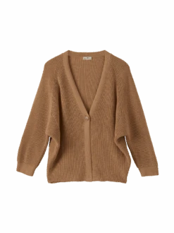 Cardigan, 100 % Bio-Baumwolle, 58 Caramel Melange, S, GOTS -Grüne Erde 858324 cardigan caramel melange frei 01 retusche