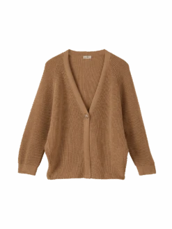 Cardigan, 100 % Bio-Baumwolle, 58 Caramel Melange, S, GOTS -Grüne Erde 858324 cardigan caramel melange frei 02 retusche