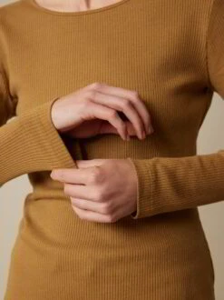 Langarmshirt Aus Bio Baumwolle/Wolle, 57 Cumin, 34, GOTS -Grüne Erde 858839 21 855918 64 hw23 041 detail 02