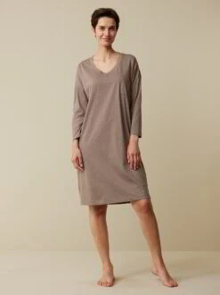 Schlafshirt Aus Bio-Baumwolle, 95 Kaffee Melange, S -Grüne Erde 858872 95 hw23 007 emo 01 1