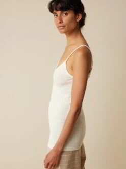 Spaghettitop Aus Wolle, 12 Offwhite, S -Grüne Erde 858932 12 hw23 025 emo 03