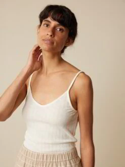 Spaghettitop Aus Wolle, 12 Offwhite, S -Grüne Erde 858932 12 hw23 034 emo 02