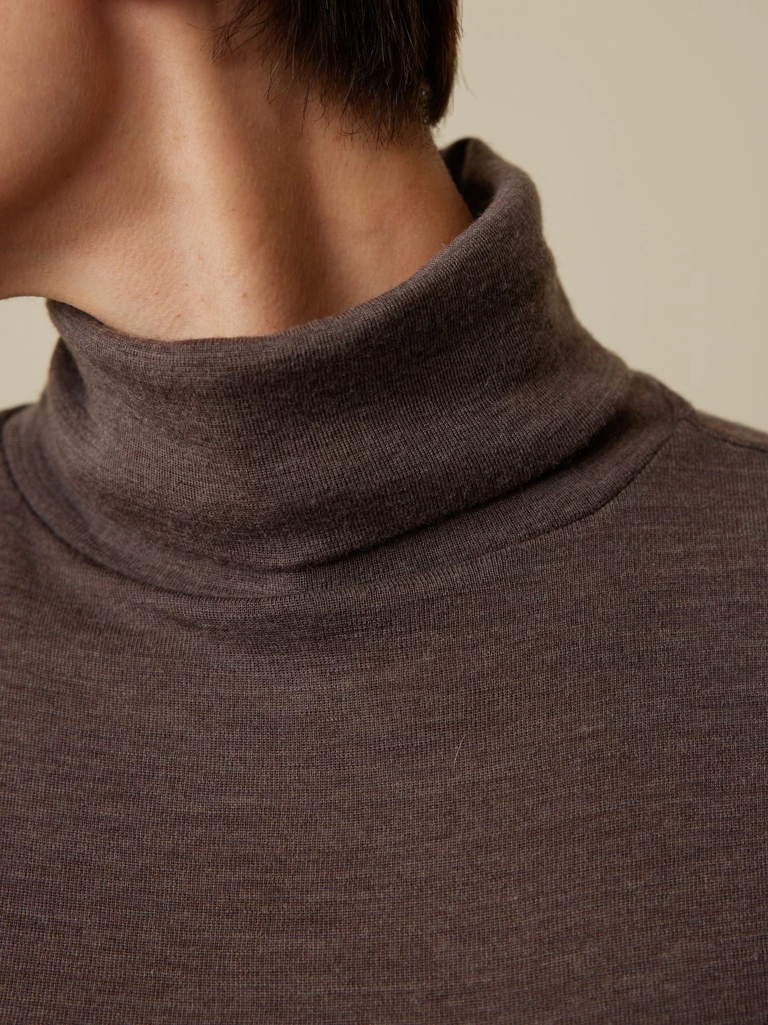 Rollkragenshirt Aus Bio Wolle, 62 Walnuss Melange, S, GOTS 5 Rollkragenshirt Aus Bio Wolle, 62 Walnuss Melange, S, GOTS – Bild 3