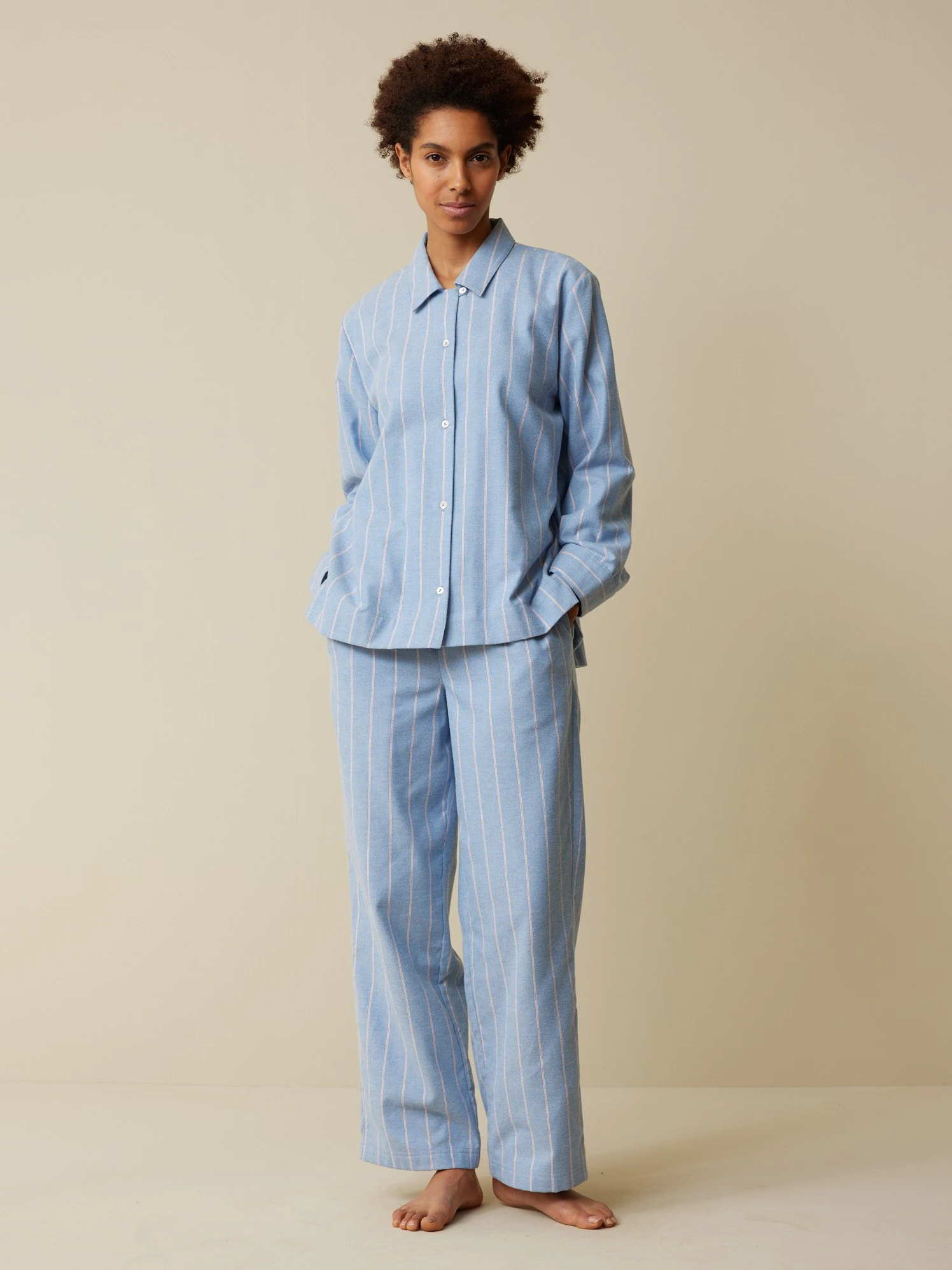Pyjamahemd Aus Bio-Baumwolle, 83 Blau Gestreift, S 3 Pyjamahemd Aus Bio-Baumwolle, 83 Blau Gestreift, S