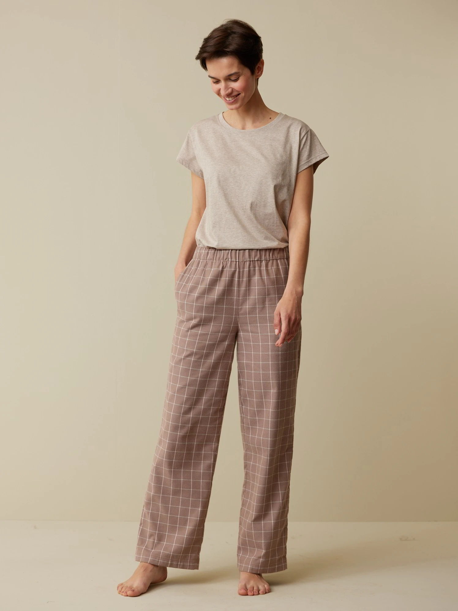 Lange Schlafhose Aus Bio-Baumwolle, 95 Kaffee Melange, S 3 Lange Schlafhose Aus Bio-Baumwolle, 95 Kaffee Melange, S