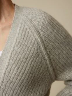 Strickjacke Aus Alpakawolle, 04 Grau Melange, S -Grüne Erde 859240 04 hw23 043 emo 4