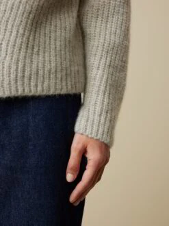 Strickjacke Aus Alpakawolle, 04 Grau Melange, S -Grüne Erde 859240 04 hw23 046 emo 5