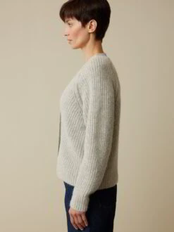 Strickjacke Aus Alpakawolle, 04 Grau Melange, S -Grüne Erde 859240 04 hw23 047 emo 6