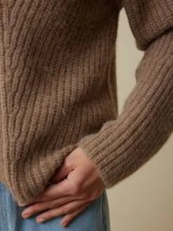 Strickjacke Aus Alpakawolle, 62 Walnuss Melange, S -Grüne Erde 859240 62 hw23 031 emo 3