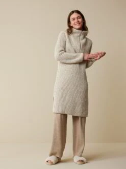 Pullover Aus Alpakawolle, 56 Strick Rippe Natur, XL