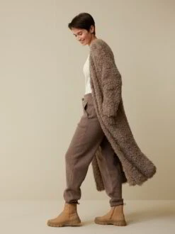 Strickmantel Aus Alpakawolle, 15 Stein Melange, S -Grüne Erde 859813 15 hw23 064 emo 8