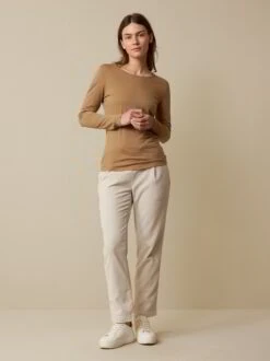 Langarmshirt Aus Bio Wolle, 60 Toffee, 38