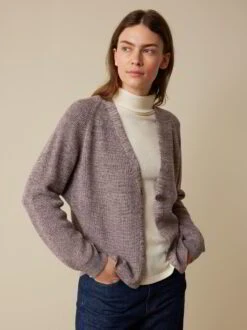 Strickjacke Aus Bio-Baumwolle, 86 Taube Melange, S, GOTS -Grüne Erde 859880 86 858817 12 hw23 021 emo 4