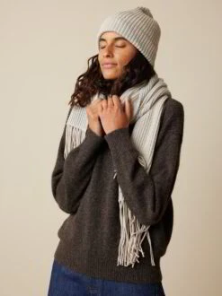 Strickschal Aus Bio-Baumwolle Und Wolle, 15 Stein Melange, One Size, GOTS -Grüne Erde 859988 859986 hw23 025 emo 02 1