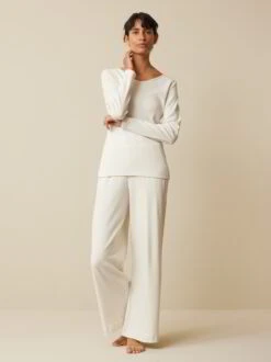 Langarmshirt Aus Bio-Baumwolle/Leinen, 16 Perlmutt, S