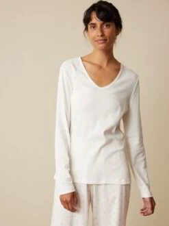 Schlafshirt Aus Bio-Baumwolle, 11 Weiss, S, GOTS -Grüne Erde 860054 schlafshirt weiss emo 02