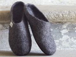 Hausschuh Yorick, Steingrau, Größe: 38/39, 100 % Schurwolle (Schaf) Mit Pflanzlich Gegerbter Ledersohle, Tiroler Steinschaf