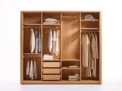 Kleiderschrank Kurami Mit Schiebetüren, Wollstoff Tano Natur (79), Buche -Grüne Erde 87282 kurami buche frei02 1