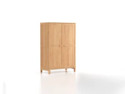 Kleiderschrank Kuramimit Drehtüren 2-türig, Fußgestell, Holz, Buche