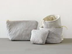 Kleiner Badezimmerkorb, Graphit Gestreift, 11 X 14 Cm, 100 % Baumwolle, GOTS -Grüne Erde pvg5380 kleiner badezimmerkorb aus gestreiften einseitigen stoff graphit emo