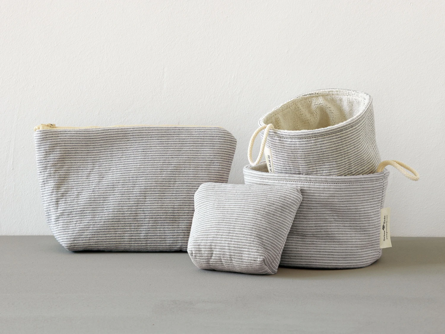 Kleiner Badezimmerkorb, Graphit Gestreift, 11 X 14 Cm, 100 % Baumwolle, GOTS – Bild 3