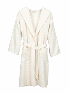 Bademantel Damen, Raute Natur, XS/S, 100 % Baumwolle, GOTS